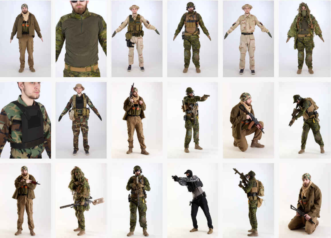 Preview of military photo references in various positions
