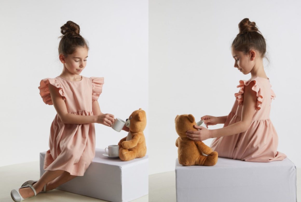 Model girl with teddy berry