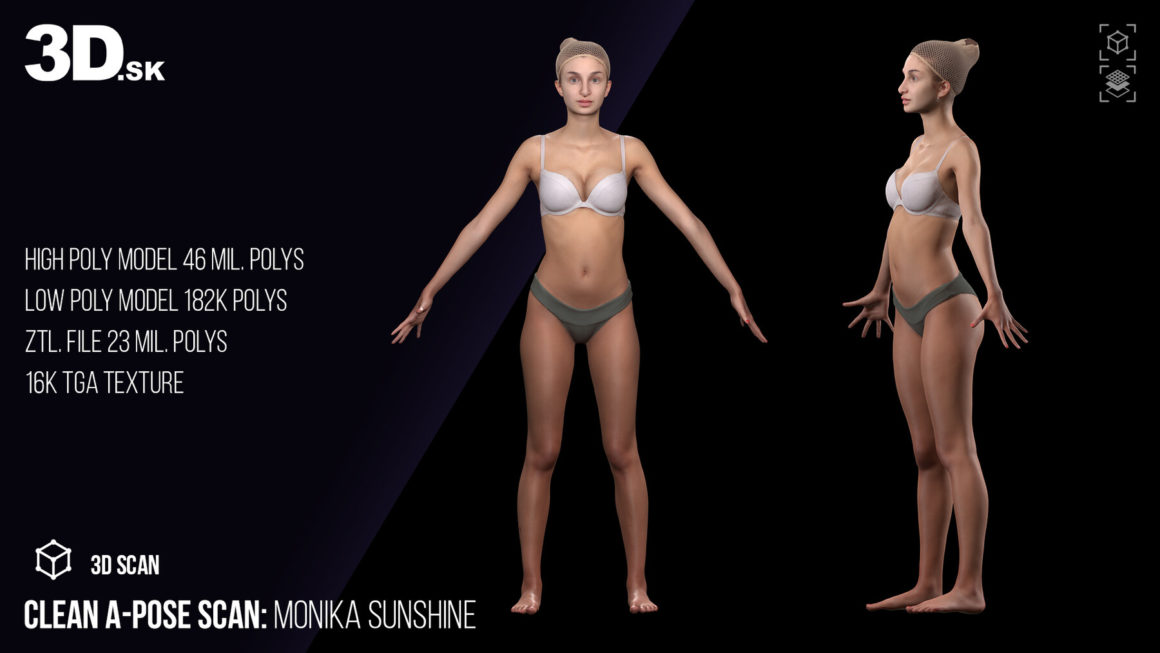 Clean A-Pose 3D Scan – Monika Sunshine (Underwear) Product